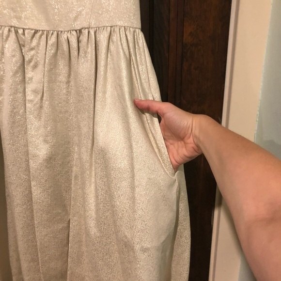 French Connection Metallic Cream Cocktail Dress 2 - Picture 3 of 7